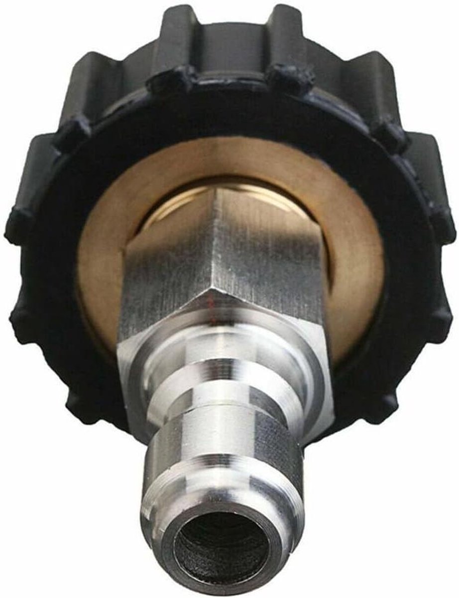 Hogedrukreiniger Adapter - Slangkoppeling Connector - Snel Koppelen - Roestvrij Staal Messing - 3/8 Inch M22 - Zilver Zwart