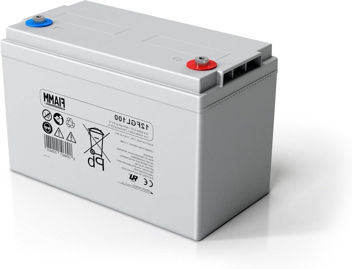 AGM Batterij - VRLA Accu - Energie Opslag - Luchtdicht - 100 Ah - Grijs