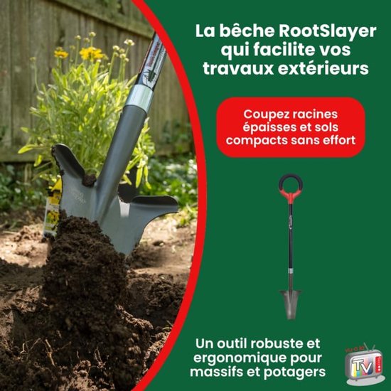 RootSlayer Spade - Multifunctionele schop - Hardnekkige grond bewerken - Ultrascherpe stalen tanden - 113 cm - Rood — afbeelding 5
