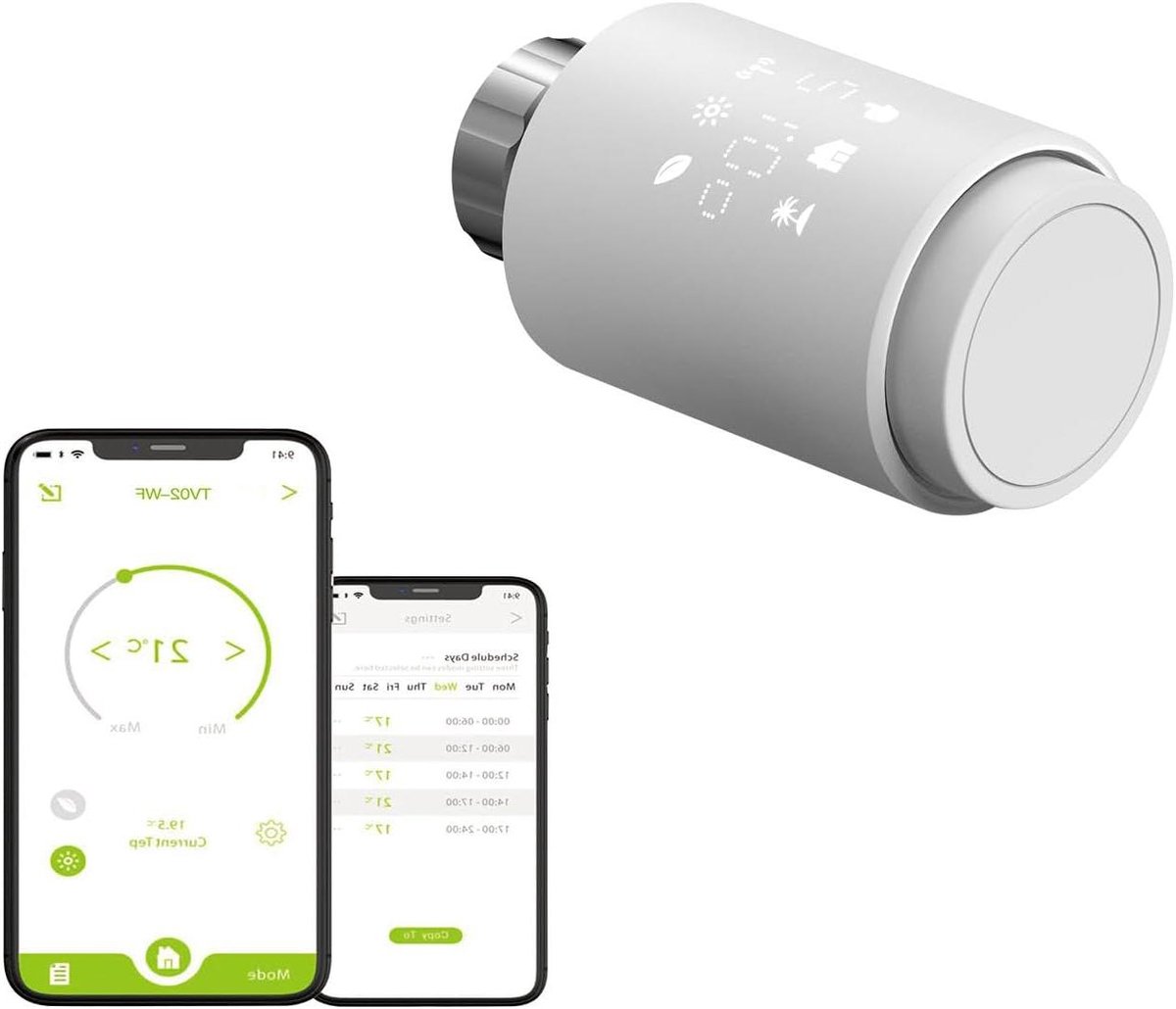 Slimme Radiator Thermostaat - Thermostaatkraan Verwarmingsregelaar - Energie Besparen - Direct WiFi Verbinding - 56.5 x 56.5 x 100 mm