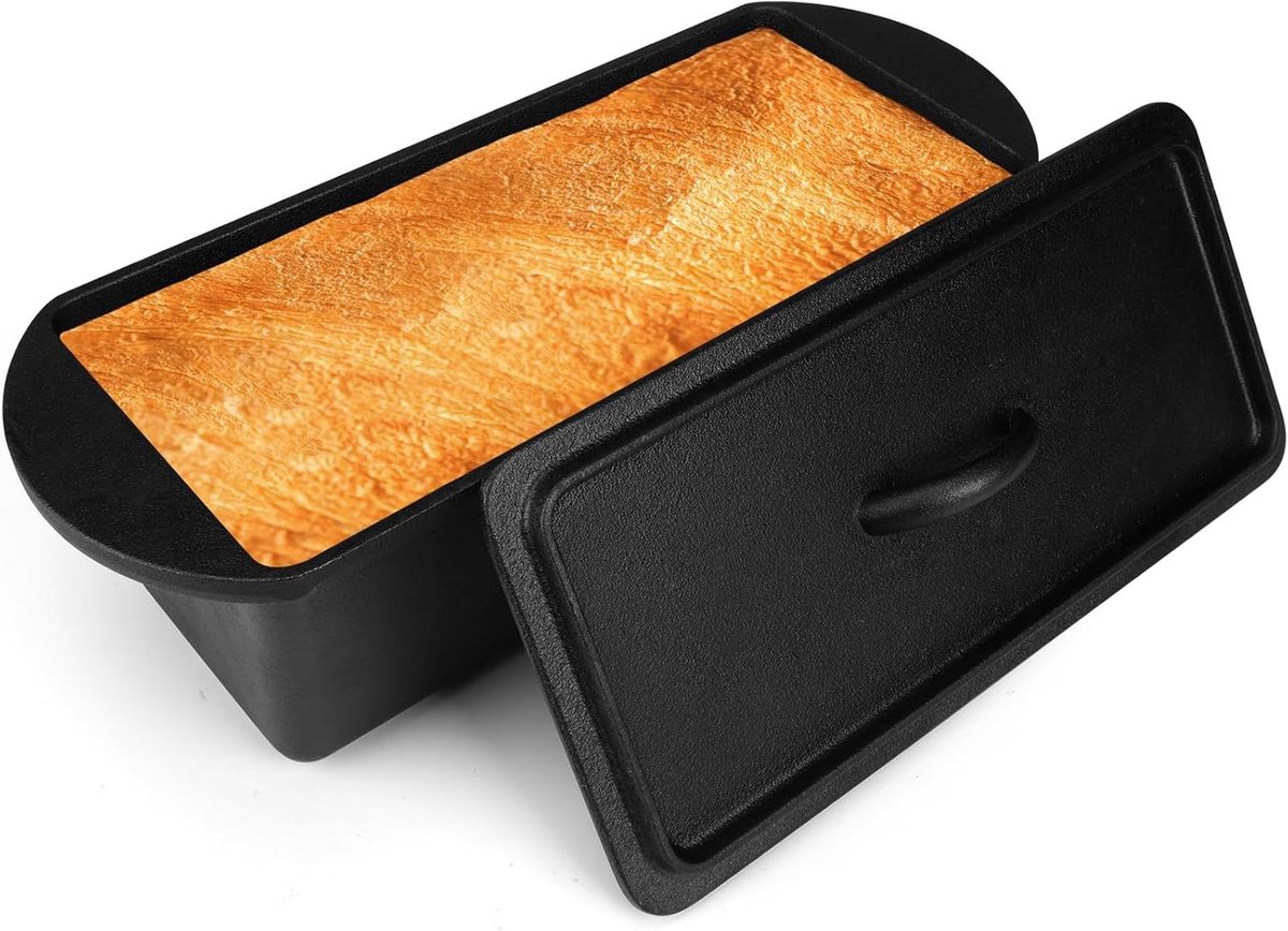 Gietijzeren Broodpan - Broodblik met Deksel - Brood Bakken - Gelijkmatige Warmteverdeling - 30 x 12 cm - Zwart