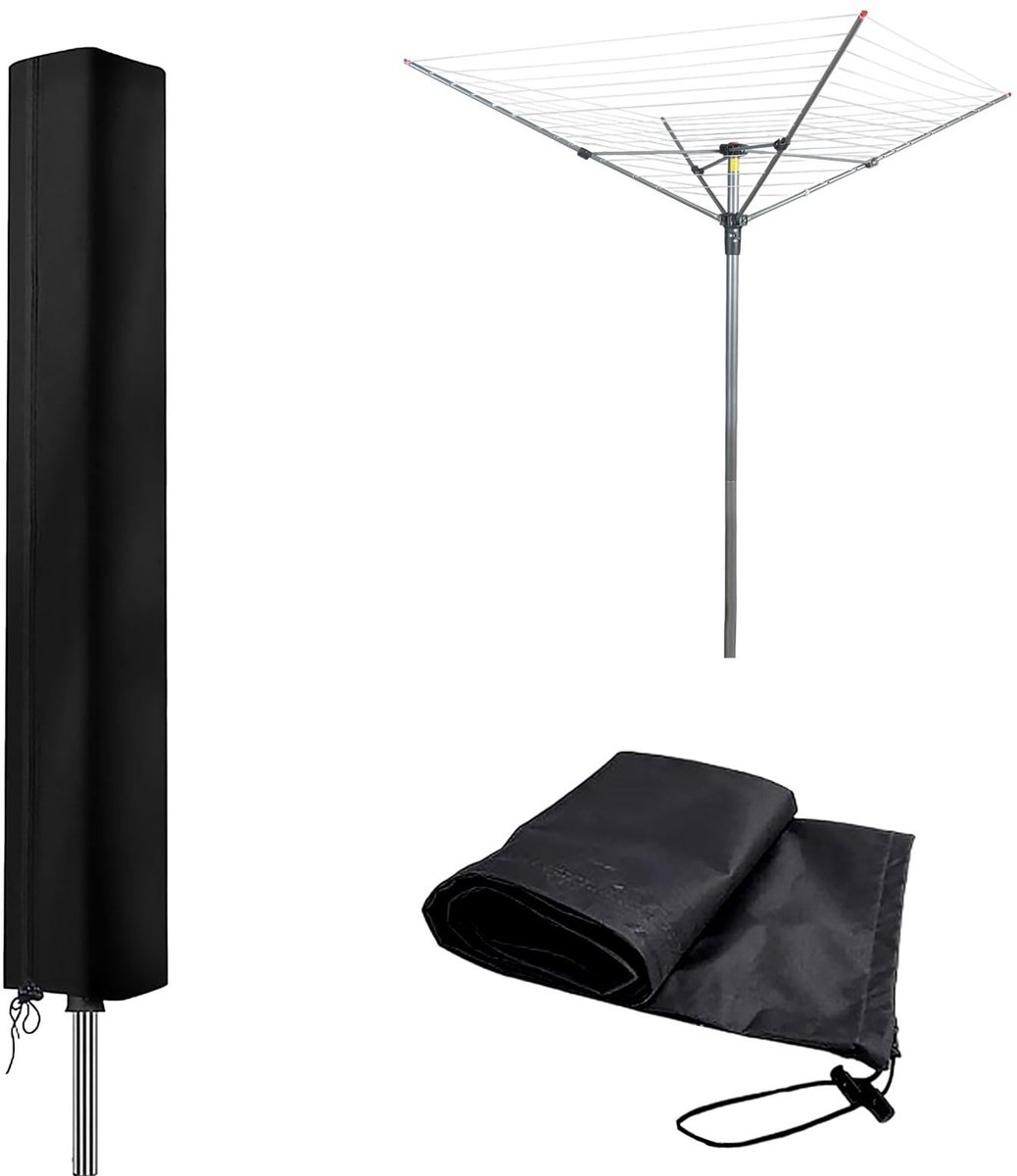 Droogdeksel Waterdicht 420D Universeel met Ritssluiting Paraplu Opbergtas voor Droogrek Weerbestendig (165 x 16 x 16 x 16 cm)