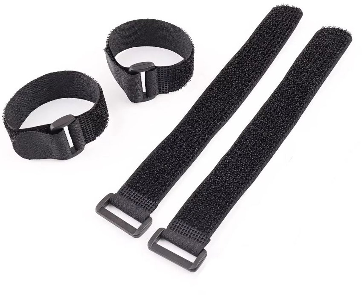 10x Kabelbinders - Klittenband kabelbinders - Cable ties - Kabelorganizer - Herbruikbaar - Kabels wegwerken - Organisen - Nylon - Zwart - Jonyx