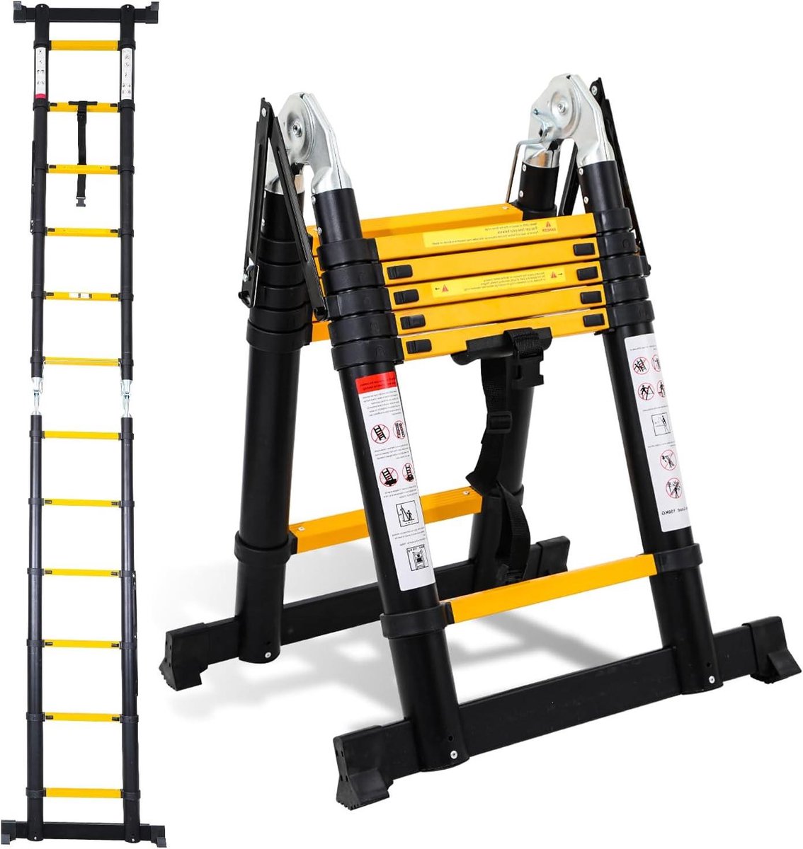 Telescopische Ladder - Opvouwbare Ladder Uitschuifbare Ladder - Huishoudelijke Klussen - Veiligheidsvergrendeling - 3.8 meter - Aluminium