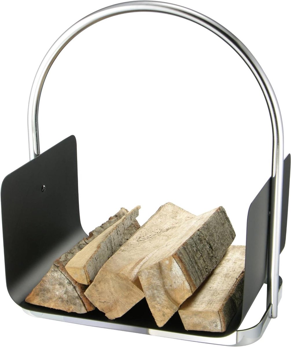 Brandhoutmand - Haardhouten draagtas - Haardhout Opslag - Hoogwaardig Afgewerkt - 40.5 x 30 x 47.5 cm - Zwart