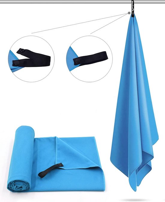 Microvezel Sporthandoeken - Fitness Handdoek Strandlaken - Reizen en Sport - Sneldrogend en Absorberend - 100x200 cm - Blauw — afbeelding 4