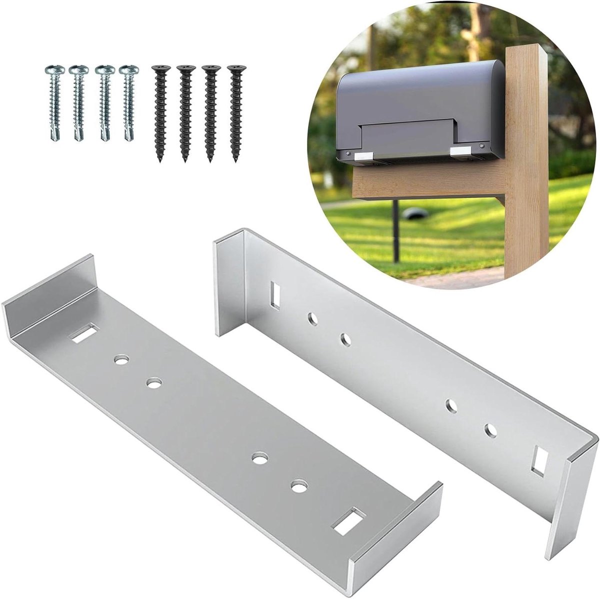 Brievenbus Montagebeugel - Brievenbus Houder - Post Ontvangen - Roestvrij Aluminium - 203 cm Breed - Zilver
