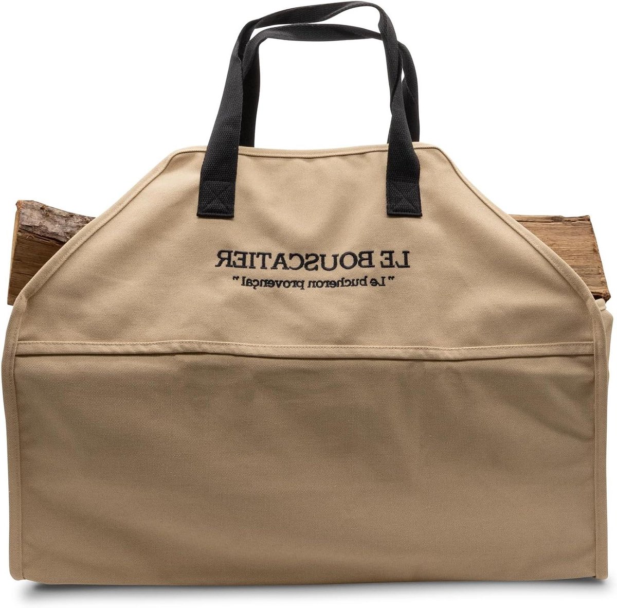 Houtmand - Brandhout tas - Opslag en transport - Extra grote capaciteit - 60 x 46 x 26 cm - Beige