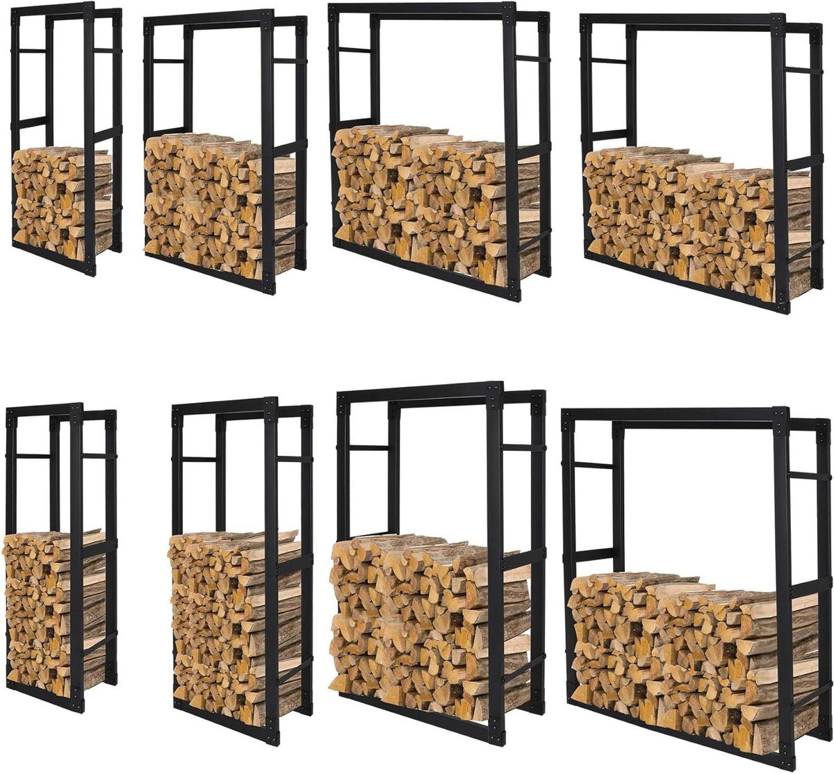 Brandhoutrek Metaal - Houtopslag Standaard - Open Haard Gebruik - Schoon en Opgeruimd - 25 x 40 x 100 cm