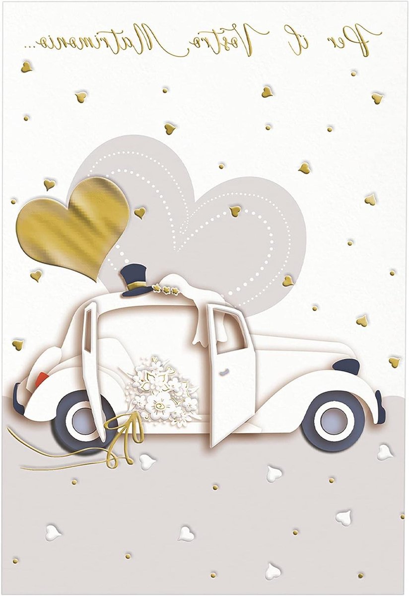 Huwelijkskaarten Set - Geldkaarten Bruiloft - Cadeau Overhandigen - Gouden Embossing - 17 x 12 cm - Goud
