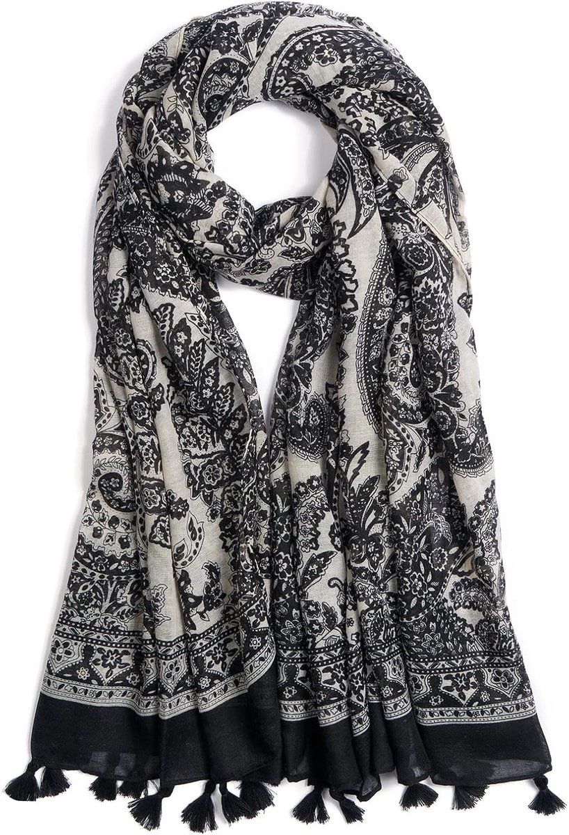 Sjaal voor Vrouwen Lichtgewicht Mode Bloemen Gedrukt Sjaals Boho Herfst Winter Omzoomde Sjaal Wraps