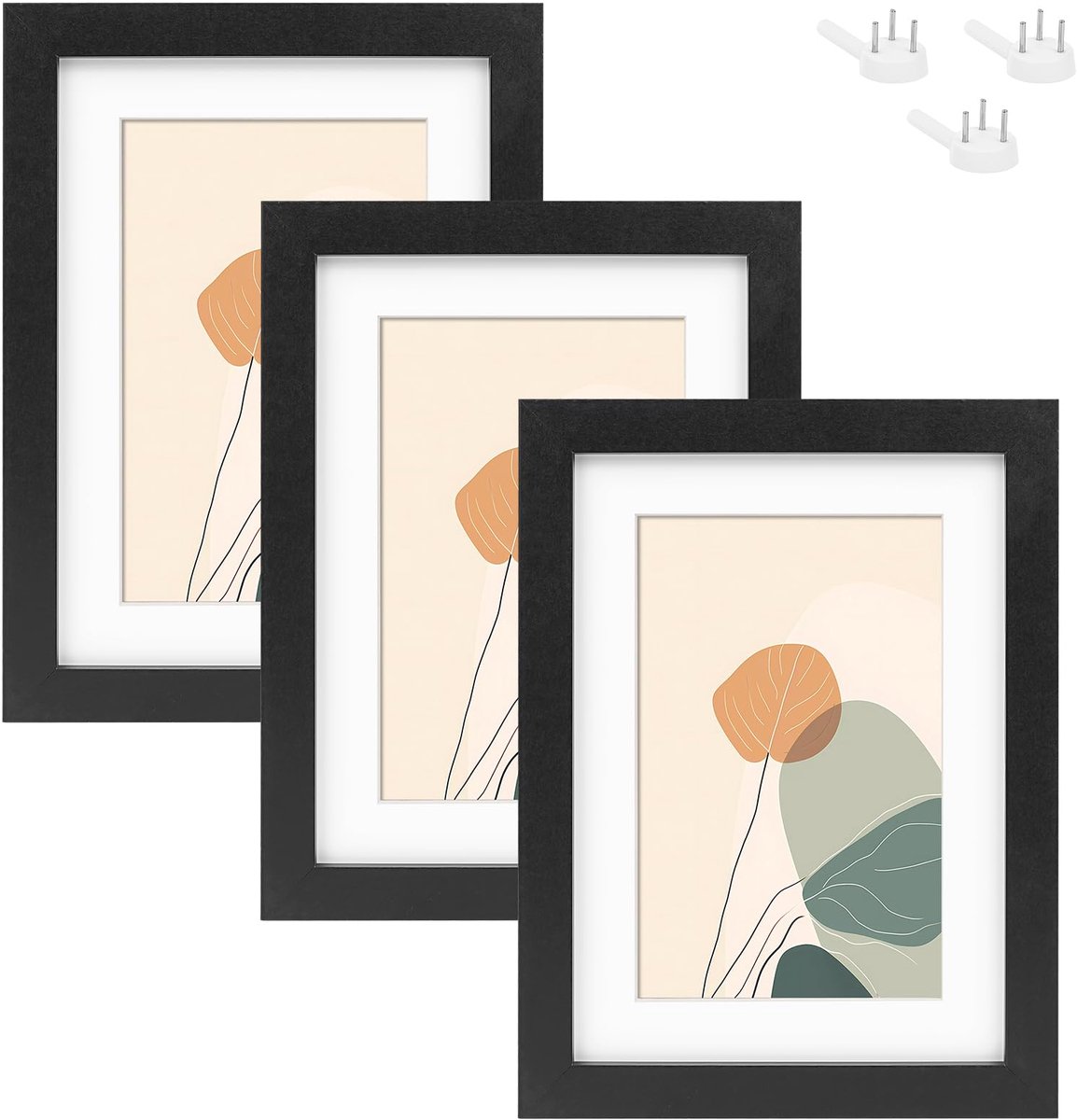 Fotolijsten 7x5 - Muurlijsten met Dubbele Oriëntatie (Landschap/Portret) - fotogalerij, inschuifstrips, horizontale of verticale wandmontage, Afdrukken en Decor (Zwart)