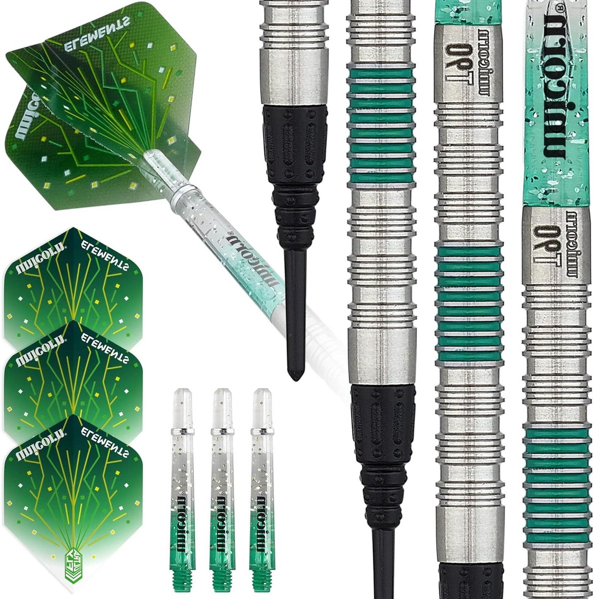 Dartpijlen Set - Soft Tip Pijlen - Precisie Werpen - 90% Wolfraam Vaten - 19G L: 47mm - Groen