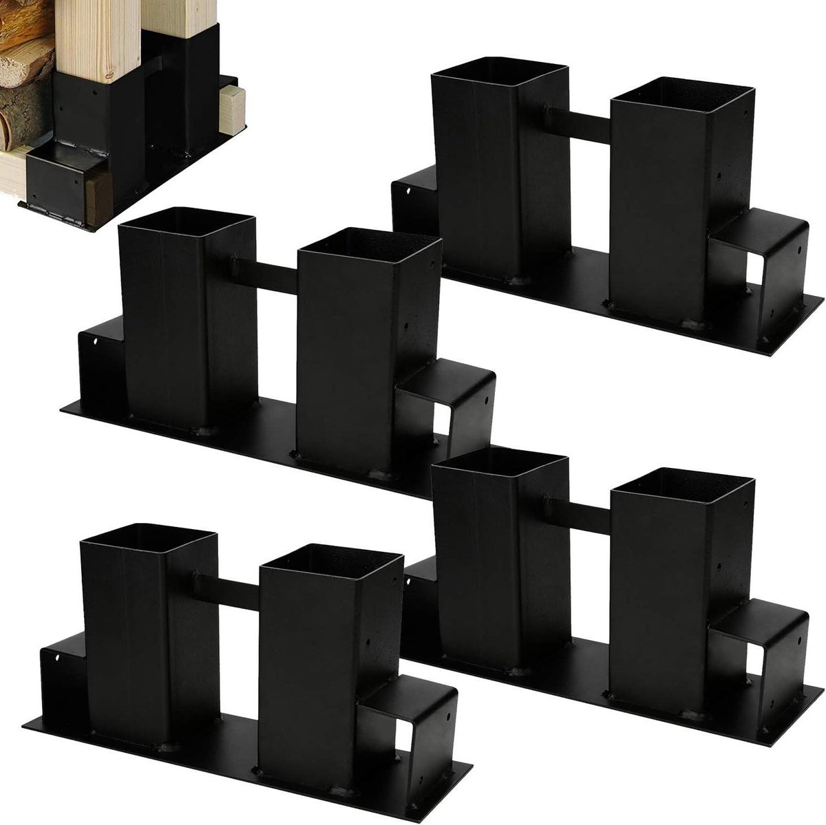 Houten Stapelhulp - Stapelrek Hout - Haardhout Opslaan - Flexibele Hoogte Breedte - 70x70mm 40x60mm - Zwart