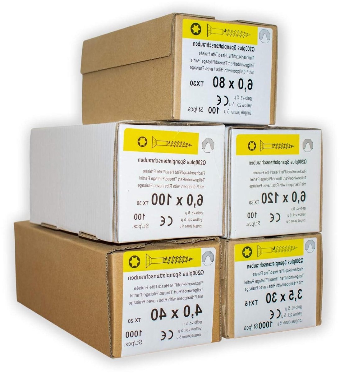 Chipboard Screws Assortment - Houtschroeven Set - Houten Constructies Maken - Gele Galvaniseerd - 2300 Stuks - Geel