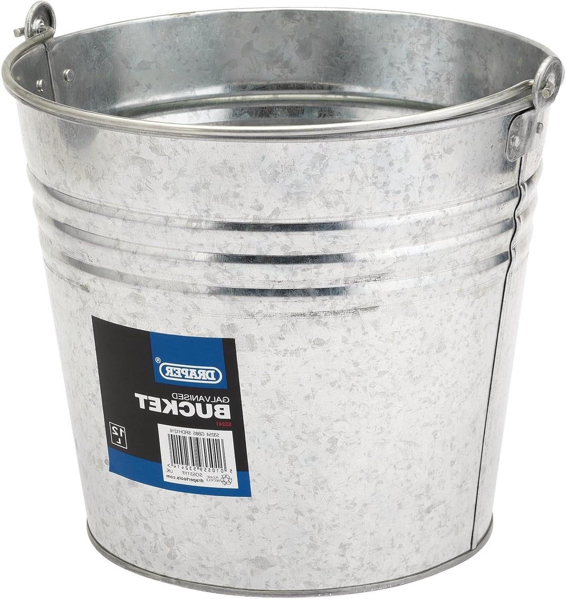Verzinkte Stalen Emmer - Metalen Bucket - Gereedschap Opbergen - Stevige Constructie - 325 cm - Zilver