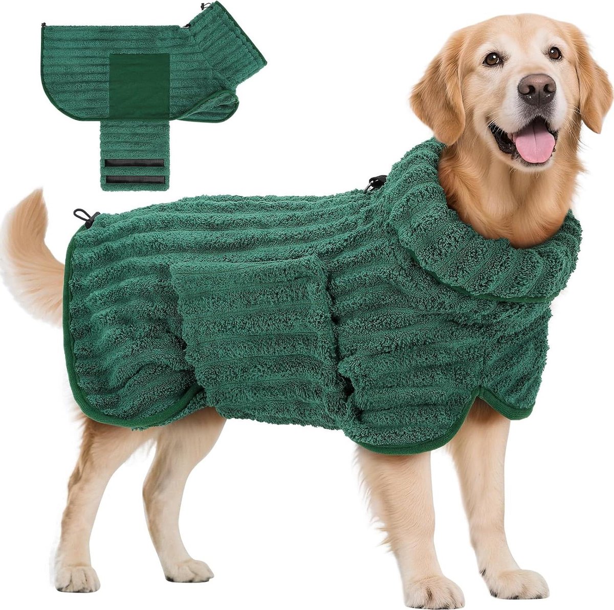 Hondenbadjas Microvezel - Honden Handdoek - Hond Drogen - Ultra Absorberend - XXL - Groen