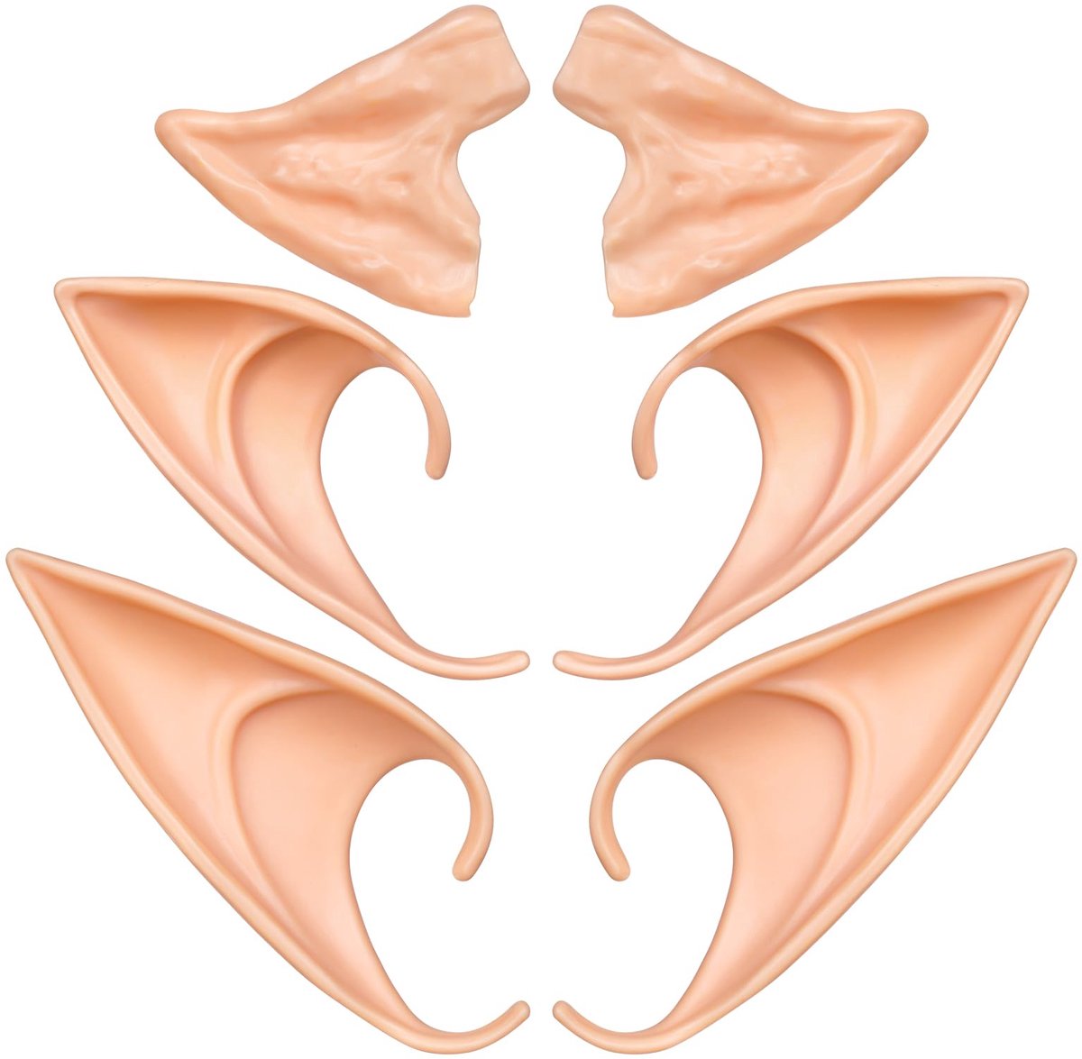 Aomig Pixie Elf Ear, 3 paar Latex Elf Ears, Soft Pointed Goblin Ears, Elven Vampire Ears voor Live Broadcast Props, Alien Ears, Fairy Ears voor Halloween Kerstmis, Elven Ears Dress Up Costume