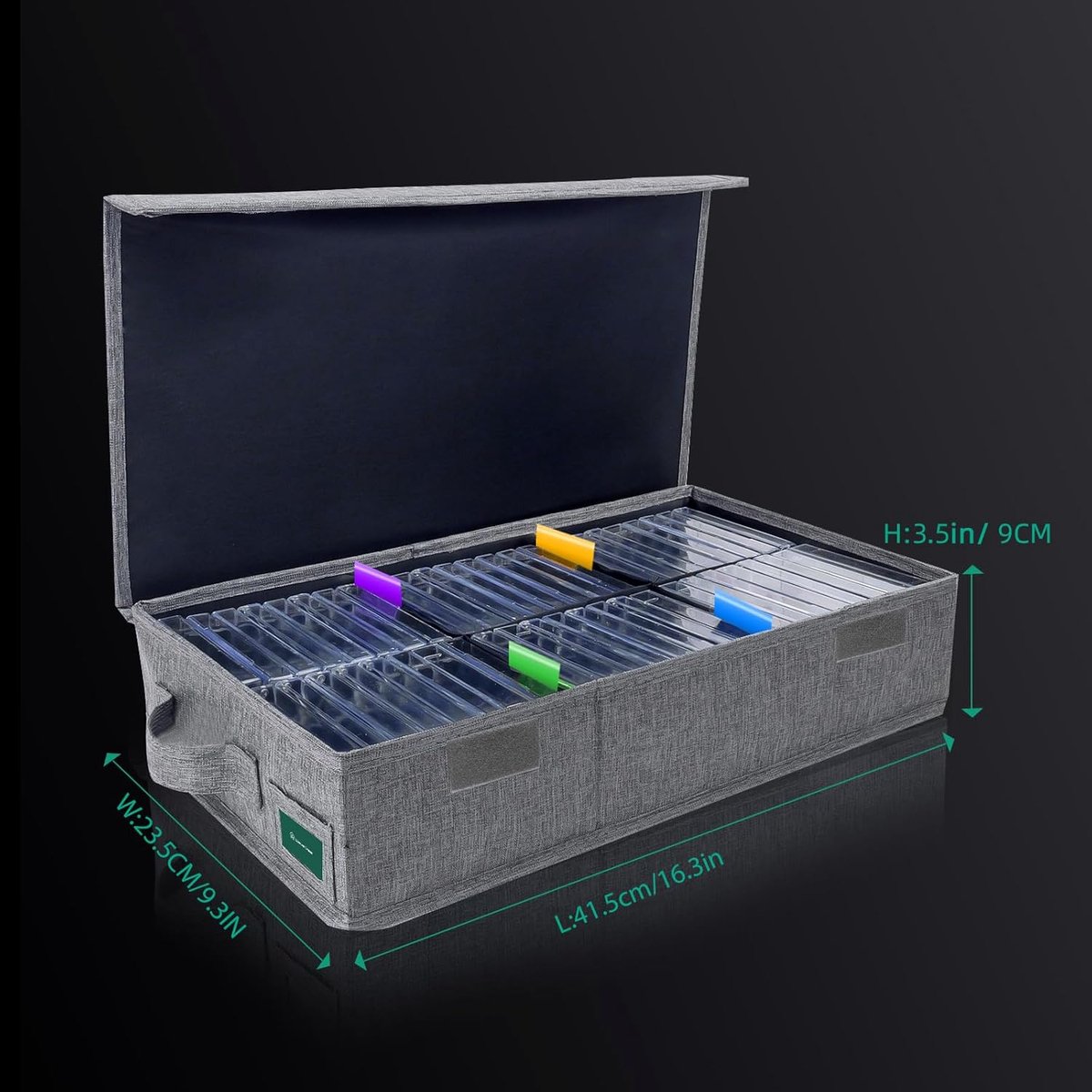 Cassette Tape Opbergdoos - Cassette Rek - Muziek Organiseren - Met Deksel en Labels - 48 Cassettes - Grijs