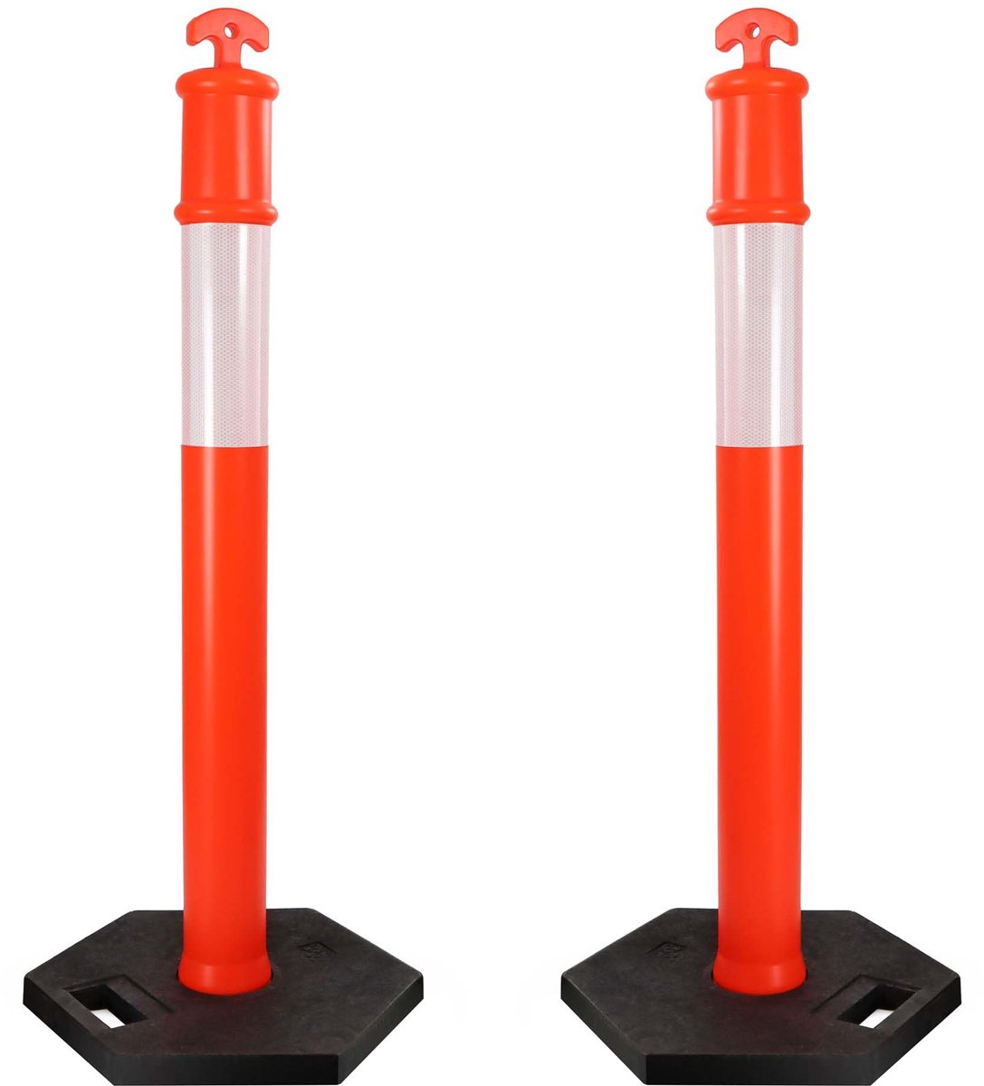 Flexibele afzetpaal 110 x 42 x 42 cm van PE, flexibele paal met reflecterende strip, oranje flexpaal met basis, parkeerpaaltje voor veiligheid, garagepaal voor voertuigen