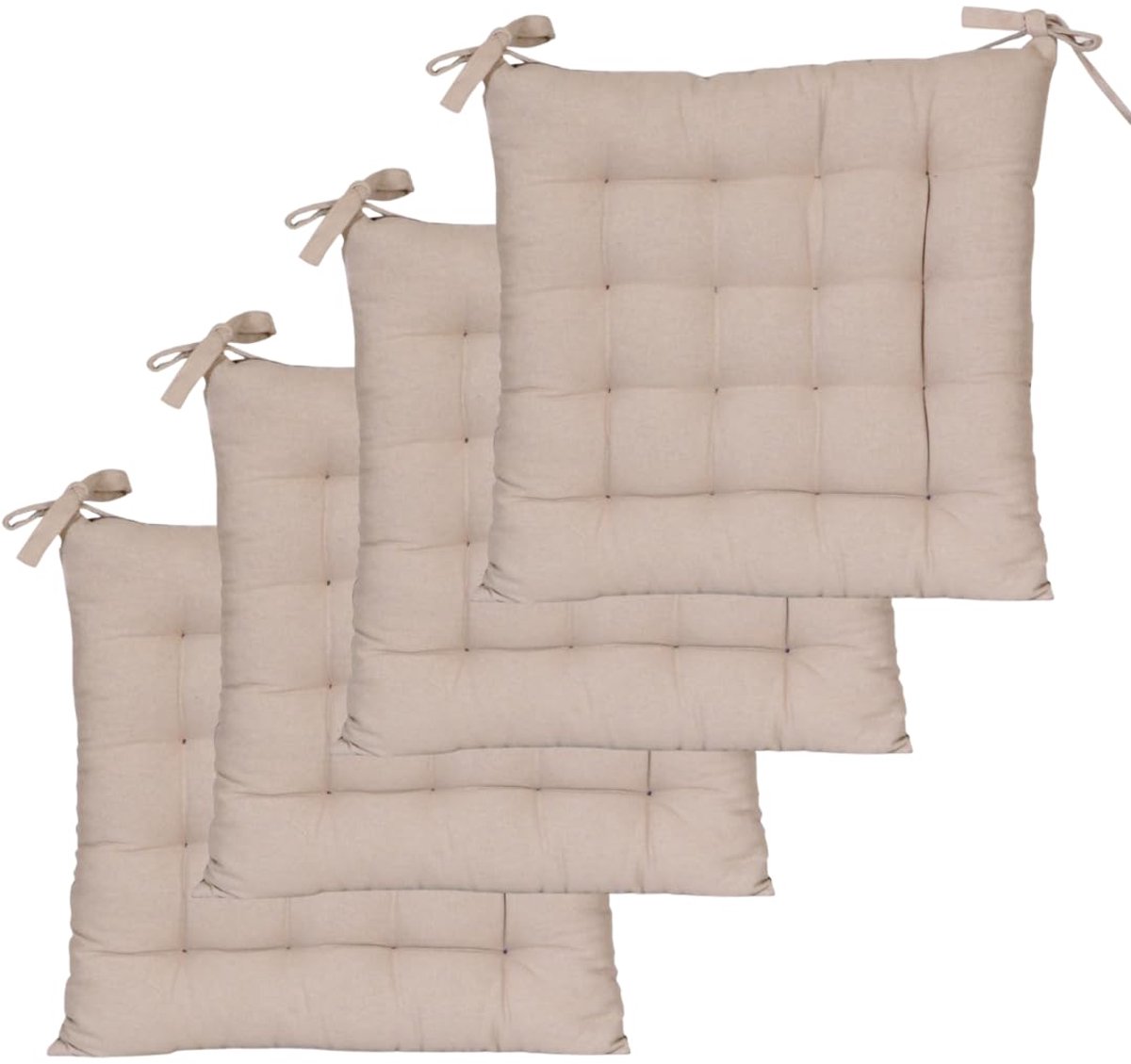 Ciel Set van 4 stoelkussens, vierkant, tweekleurig, 40 x 40 cm, taupe/antraciet