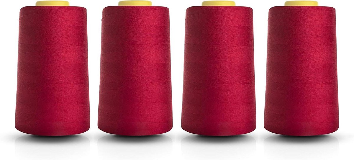 Naaimachine Garen - Overlock Garen - Kleding Maken - 100% Polyester - Vier 5000 Yards - Rood