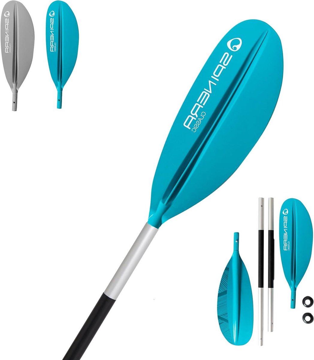 Kayak Peddel - Roeispaan Kajak - Watersport - Demonteerbaar in 4 delen - 240 cm - Groenblauw