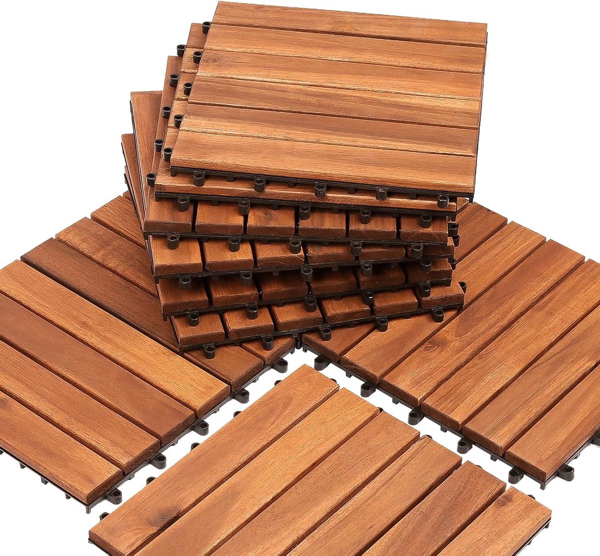 Houten Terrastegels - Balkontegels Hout - Buitenruimte Aankleden - Kliksysteem - 30 x 30 cm - Bruin