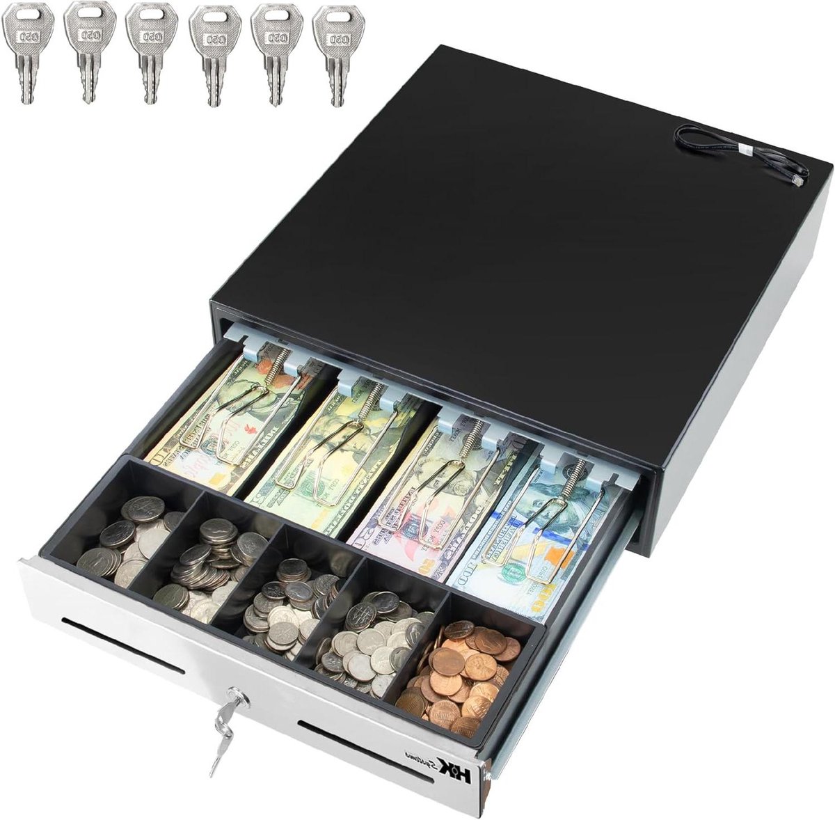 Kassalade - Geldlade POS - Winkel verkopen - Roestvrij staal - 13 inch - Zwart