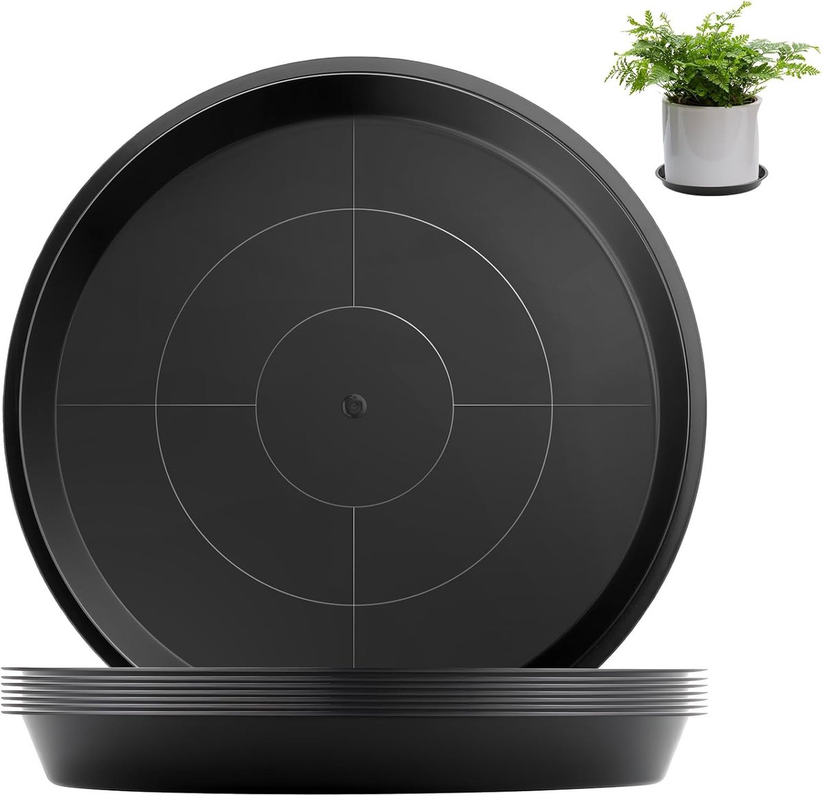 8 stuks ronde onderzetters voor bloempotten 16 cm, potonderzetters voor planten, zwart, onderbord voor bloempot, kunststof plantenonderzetter, plantenpot onderzetter voor binnen- en