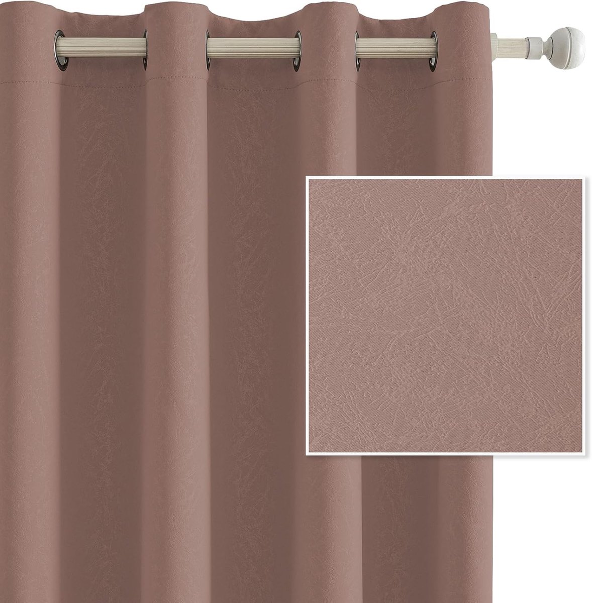 Set Van 2 Thermische Verduisterende Gordijnen, 140x225 CM, Warmte-Isolerende Gordijnen, Geschikt Voor Woonkamer Slaapkamer, Modern Design Met Oogjes, Rode Boon
