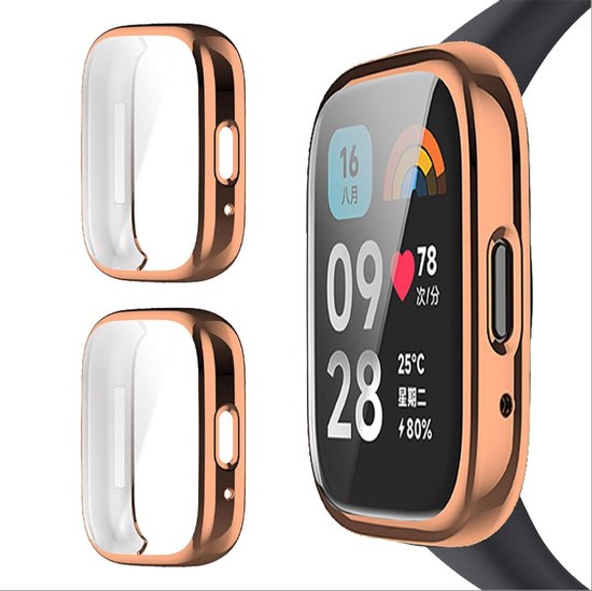 Dailygoods - Hoesje Xiaomi Redmi Watch 3 Lite - Schokbestendig - Rose