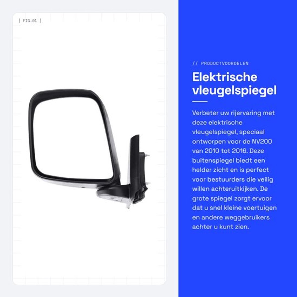 Dailygoods - Elektrische vleugelspiegel - Achteruitkijkspiegel