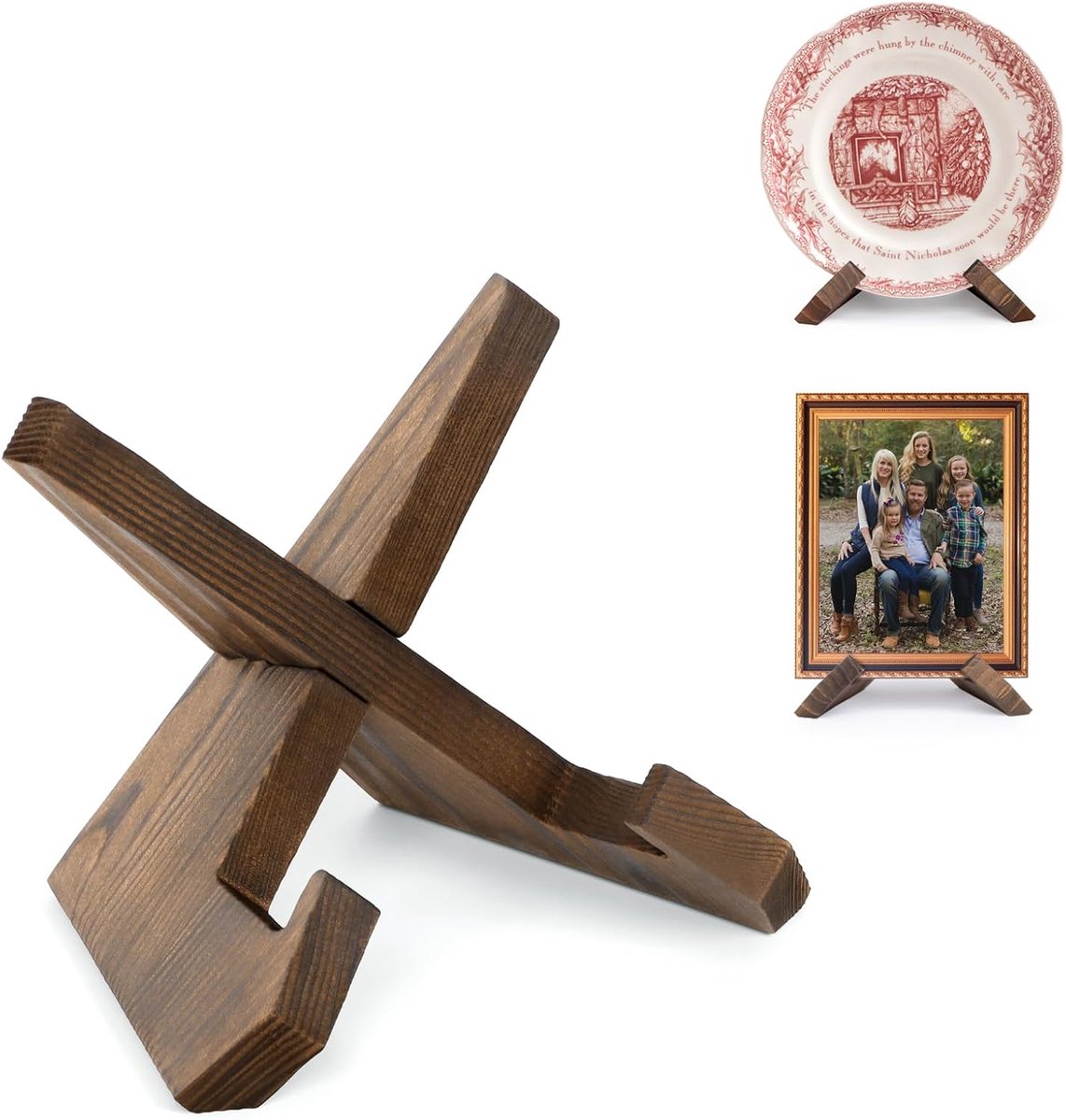 Bordstandaard, Houten Display Stand 12cm voor Fotolijsten, Keuken, Decoratieve Schildersezels - Bruine Kleur