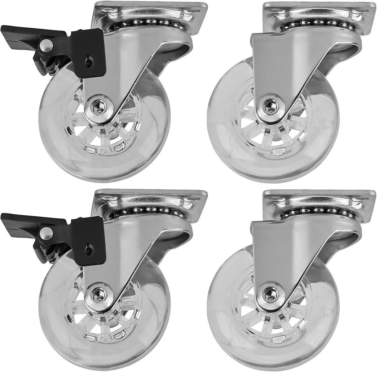 4 stuks SOTECH zwenkwiel Swift, transparant, diameter: 50 mm, belastbaar tot 35 kg