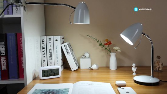 Aigostar 10LR0 - Bureaulamp - H280mm - E27 Fitting - Verstelbare Leeslamp - Tafellamp - Rood - Excl. lichtbron