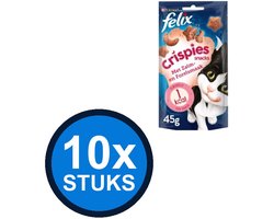 10x Felix - Crispies Zalm & Forel - Kattenvoer Snacks - 45 g