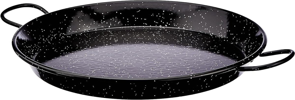 Paella pan - Koekenpan - Gerechten bereiden - Geëmailleerd staal - 36 cm - Zwart
