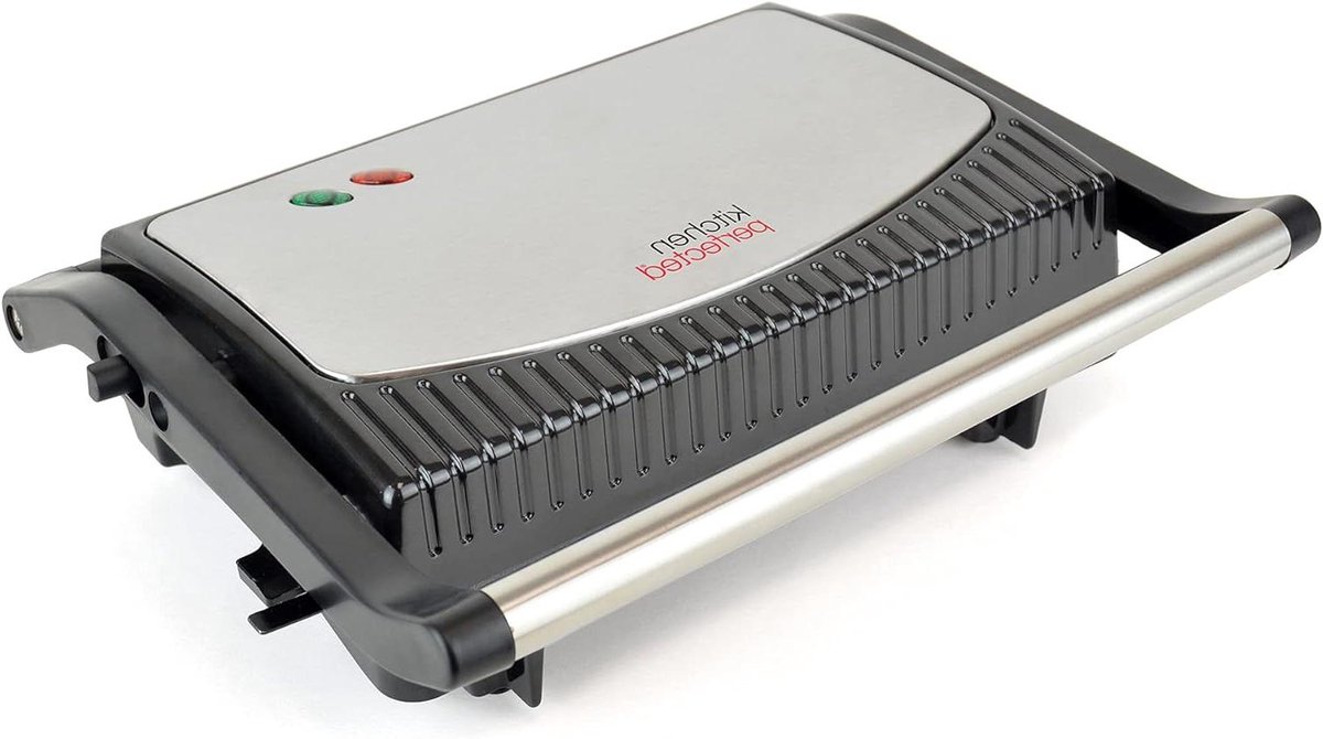 Contactgrill - Panini maker - Broodjes maken - Ribbeloppervlak - 31 x 25 x 11 cm - Zwart