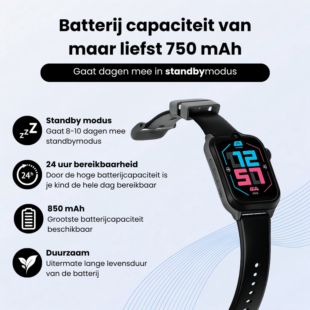 WB Goods Kinder Smartwatch - GPS Horloge Kind - Smartwatch Kinderen - Kinder GPS Tracker - 4G & SMS - Zwart - Met Nederlandse Taal thumbnail 4