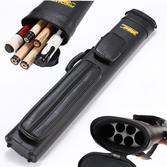 Biljartkeu Tas - Poolkeu Houder - Biljart Accessoires - Stevig PU Leer - 4 of 6 Gaten - Zwart — afbeelding 4
