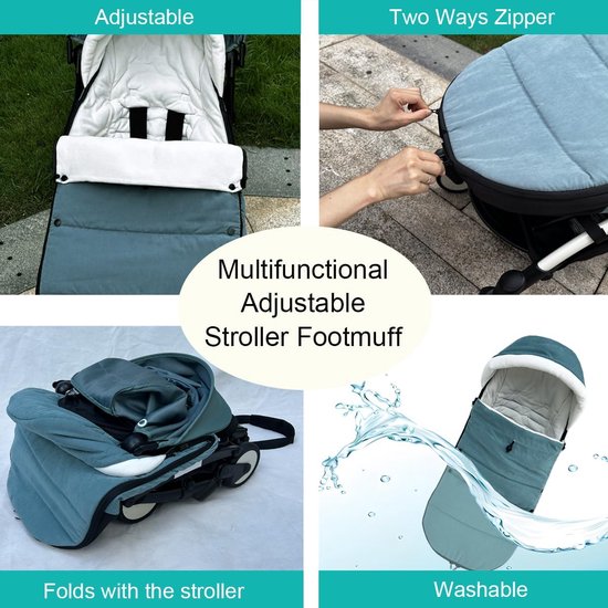 Voetenzak Baby - Kinderwagen Accessoire - Warmte Buiten - Waterafstotend Fleece - 90 x 45 cm - Aqua — afbeelding 5