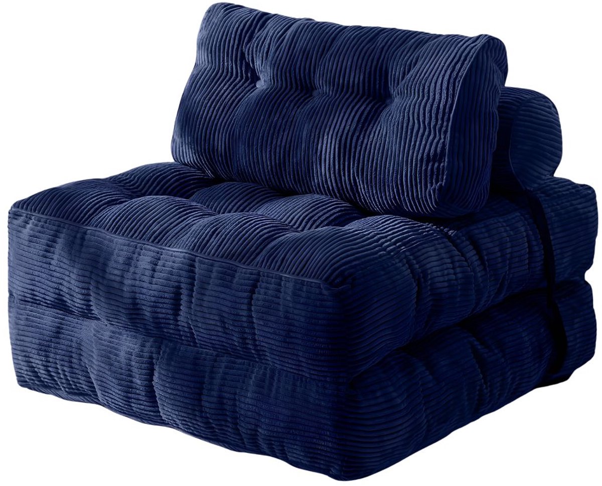 SP® Slaapstoel - Opvouwbare slaapbank - Eenpersoons zitzak voor volwassenen - Marineblauw - 190cm x 85cm x 20cm