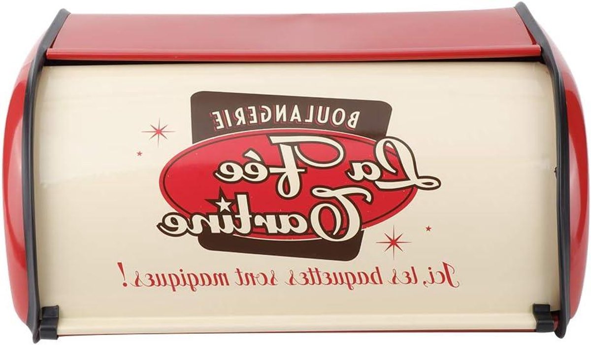 Broodtrommel Metaal - Keuken Opberger - Brood Bewaren - Grote Capaciteit - 34.5 cm Lengte - Rood