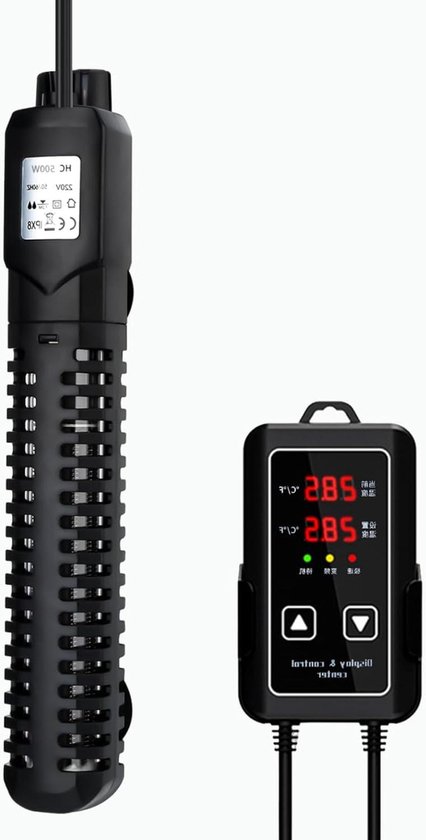 Aquarium Verwarming - Visbak Heater - Stabiele Watertemperatuur - Dubbel Alarm Systeem - 500W - Zwart