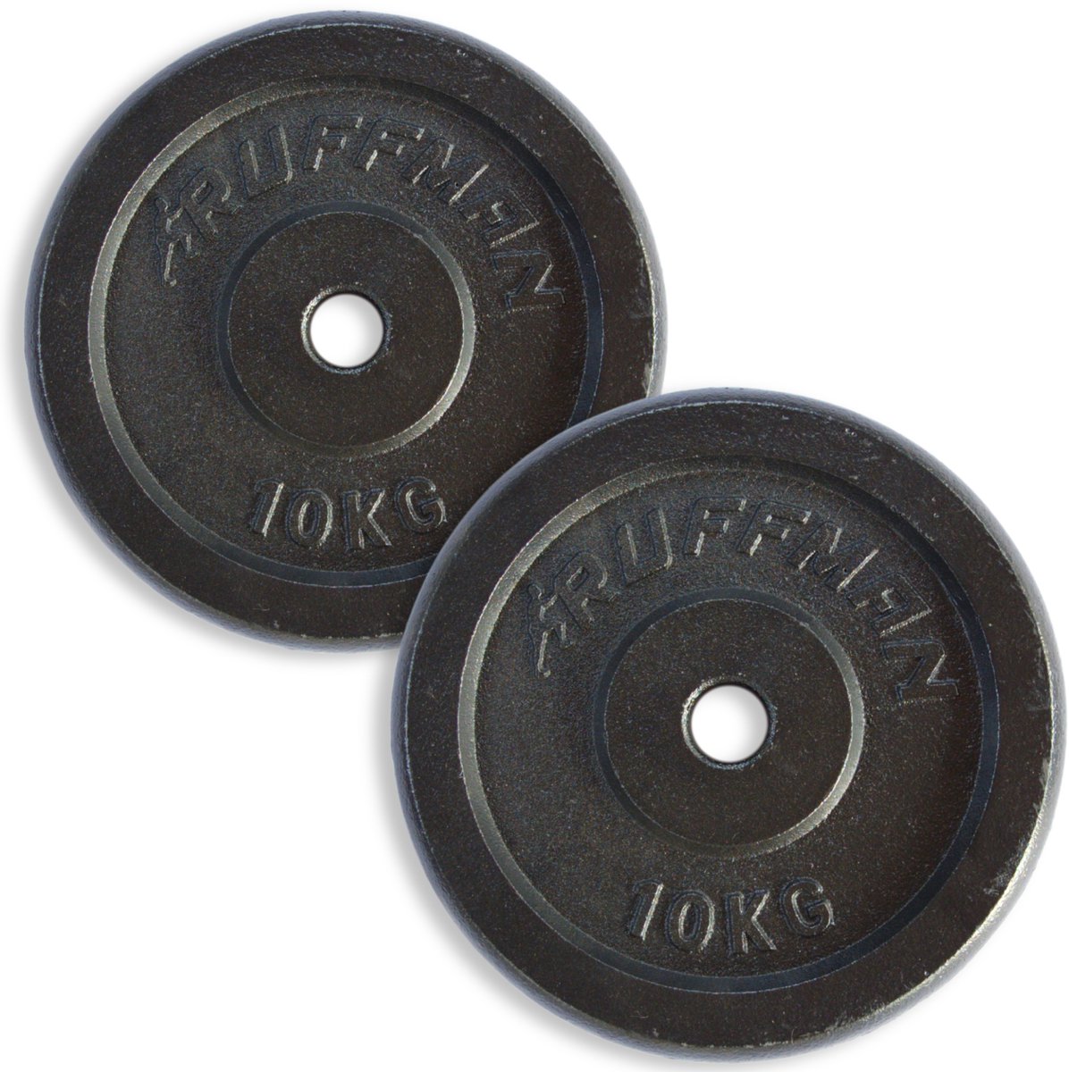 2x 10kg halterschijven set - 20kg - gietijzer - 30mm - gewichten - 10kg - halterset - gewicht schijven