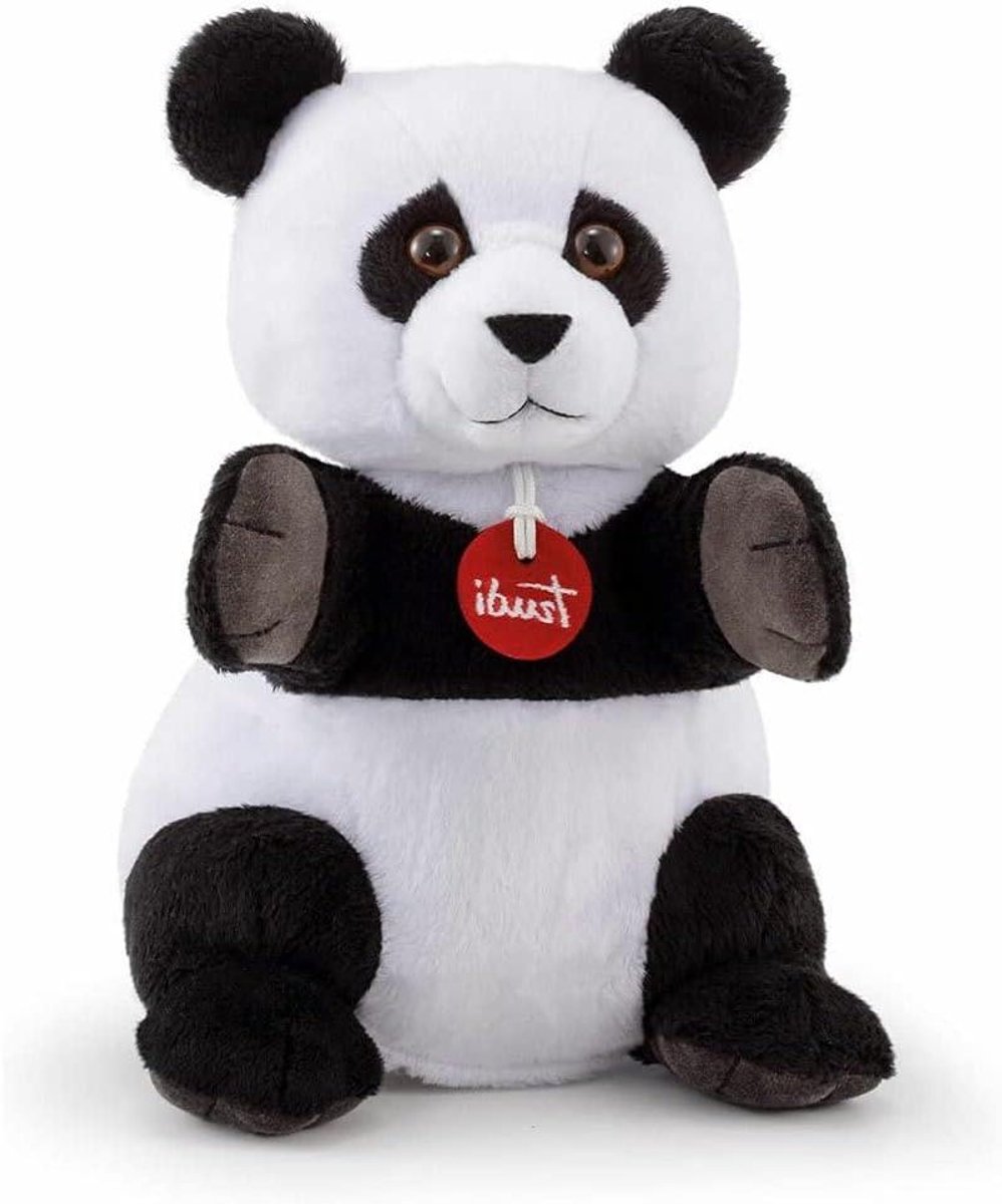 Handpop Panda - Pluche pop Stoffen dier - Kinderspel - Machinewasbaar - 24 cm - Zwart/Wit