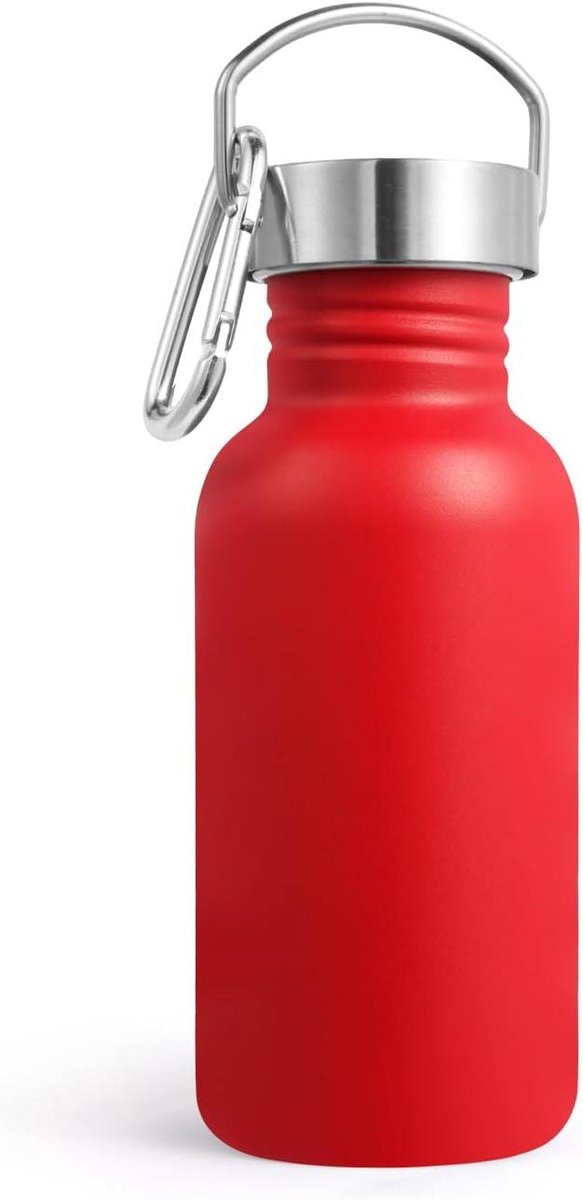 Waterfles Enkelwandig - Sportfles RVS - Hydratatie Onderweg - Roestvrij Staal - 16 Ounces - Rood