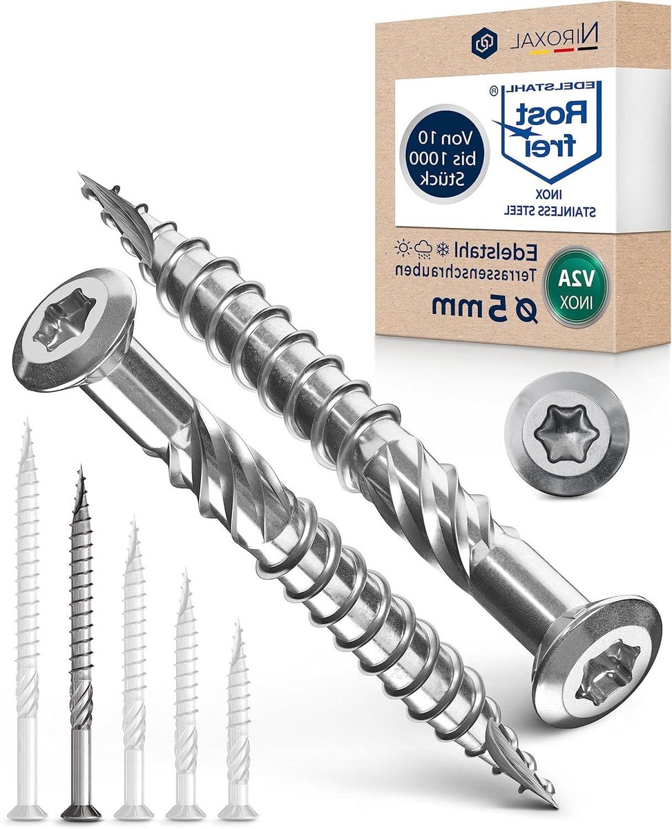 Terrasschroeven Roestvrij Staal - Houtschroeven Torx - Terras Bouwen - V2A Corrosiebestendig - 5 x 70 mm - Zilverkleurig