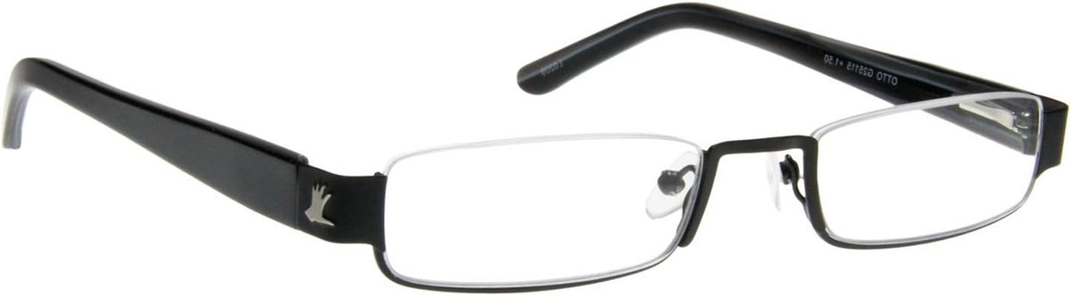 Leesbril Otto - Leesbril met etui - Lezen en Zien - Nylon montuur met veer - +1.50 Diopter - Zwart